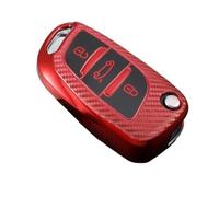 Funda Protectora De TPU con Fibra De Carbono para Llave Plegable De Coche para Peugeot(Red)