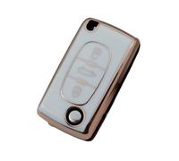 Funda Protectora De TPU para Llave Coche Sin Llave para Citroën para Xsara para Picasso C5 C6 C8(Blanco,3 Buttons)