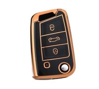 Funda Protectora De TPU para Llave De Coche 3/4 Botones para Seat para Ateca para León(3 BT Black Gold)