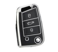 Funda Protectora De TPU para Llave De Coche 3/4 Botones para Seat para Ateca para León(3 BT Black Sliver)