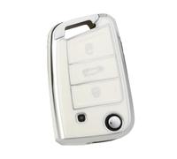 Funda Protectora De TPU para Llave De Coche 3/4 Botones para Seat para Ateca para León(3 BT White Sliver)
