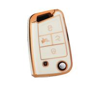 Funda Protectora De TPU para Llave De Coche 3/4 Botones para Seat para Ateca para León(4 BT White Gold)