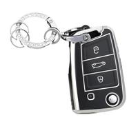Funda Protectora De TPU para Llave De Coche con 3 Botones para Seat para Ateca para León FR 2 para Ibiza(Black Sliver Set 1)