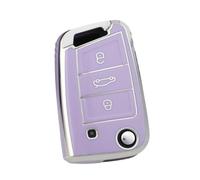 Funda Protectora De TPU para Llave De Coche con 3 Botones para Seat para Ateca para León FR 2 para Ibiza(Purple Case)