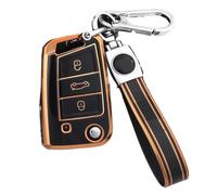 Funda Protectora De TPU para Llave De Coche con 3 Botones para Seat para Ateca para León FR 2 para Ibiza(Black Gold Set 2)