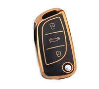 Funda Protectora De TPU para Llave De Coche para Citroën C2 C3 C4 C5 C6 C8 DS4(Black Gold)