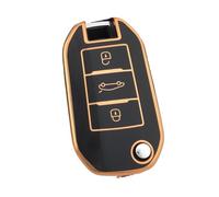 Funda Protectora De TPU para Llave De Coche para Citroën C4(Black Gold,Case)