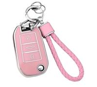 Funda Protectora De TPU para Llave De Coche para Citroën C4(Pink,Set 2)
