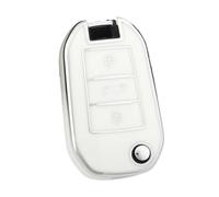 Funda Protectora De TPU para Llave De Coche para Citroën C4(White Sliver,Case)