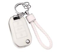 Funda Protectora De TPU para Llave De Coche para Citroën C4(White Sliver,Set 2)