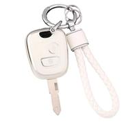 Funda Protectora De TPU para Llave Inteligente Coche Llavero con Llavero para Citroën C1 C2 C3 C4(White Sliver,Set 2)