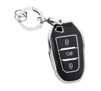 Funda Protectora De TPU para Llave Inteligente De Coche para Citroën C1 C2 C4 C6 C3-XR Grand DS3 Y DS5(Black Sliver,Set 1)