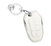 Funda Protectora De TPU para Llave Inteligente De Coche para Citroën C1 C2 C4 C6 C3-XR Grand DS3 Y DS5(White Sliver,Set 1)