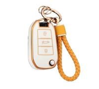 Funda Protectora De TPU para Llave Plegable De Coche para Peugeot C6 508 C5 C3 208 308 408 508 2008 3008(White Gold,Set 2)