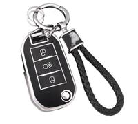 Funda Protectora De TPU para Llave Plegable para Peugeot 208 308 408 508 2008 3008 4008 5008(Black Sliver,Set 2)
