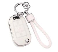Funda Protectora De TPU para Llave Plegable para Peugeot 208 308 408 508 2008 3008 4008 5008(White Sliver,Set 2)