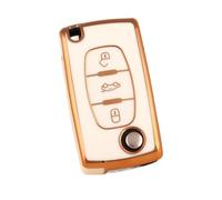 Funda Protectora De TPU para Llaves De Coche para Peugeot 107 207 307 308 407 607 3008 5008(B White Gold)