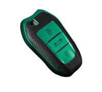 Funda Protectora De TPU Y Cuero para Llave Coche para Peugeot 208 308 408 508 2008 3008 4008 5008(Verde)