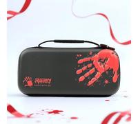 Funda protectora de transporte para Nintendo Switch 2, diseño de huellas de sangre Edgy con espacio para cartuchos de juego y más (negro y rojo)