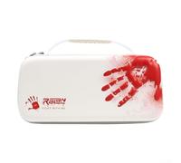 Funda protectora de transporte para Nintendo Switch 2, diseño de huellas de sangre Edgy con espacio para cartuchos de juego y más (blanco y rojo)