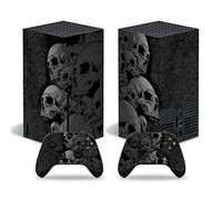 Funda protectora de vinilo para todo el cuerpo para consola Microsoft Xbox Series X, calavera negra Xbox Series X Skins Wrap Sticker con dos calcomanías de control inalámbrico gratuitas
