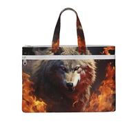 Funda protectora delgada para portátil de 38.1 cm, diseño de lobo ardiendo en fuego, maletín de mano
