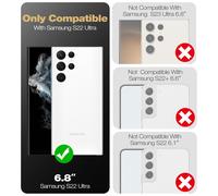 Funda protectora Dexnor para Samsung Galaxy S22 Ultra 5G con protector de pantalla integrado, grado militar, 360 grados, cuerpo completo, a prueba de golpes, con soporte, color negro nuevo