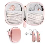 Funda protectora diseñada para audífonos, amplificador de audición, amplificador de sonido personal, dispositivo auditivo, dispositivo auditivo, mini funda fuerte con bolsillo de malla (oro rosa)