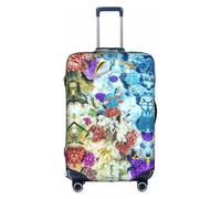 Funda protectora elástica para equipaje con diseño de peces subacuáticos, lavable, antiarañazos, ajuste de 18 a 32 pulgadas, White, M