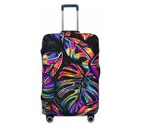 Funda protectora elástica para equipaje de viaje, diseño de hojas de camuflaje tropical, para cajuela de 48 a 81 cm, Black, L(25-28in)