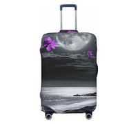 Funda protectora elástica para equipaje de viaje, diseño de luna brillante colgada sobre el océano, antiarañazos, Black, XL