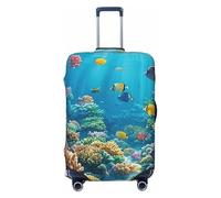Funda protectora elástica para equipaje, diseño de arrecifes de coral y peces tropicales, antiarañazos, Black, L
