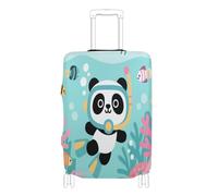 Funda protectora elástica para equipaje, lavable, para maleta, para equipaje de 45,7 a 81,3 cm, Lindo panda de dibujos animados de buceo verde, M 22-24 in
