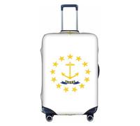 Funda protectora elástica para maleta con diseño de bandera del estado de Rhode Island, lavable, antiarañazos, ajuste de 45,7 a 81,3 cm, White, M