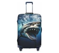 Funda protectora elástica y lavable para maleta, antiarañazos, diseño de tiburón, blanco, grande, blanco, L
