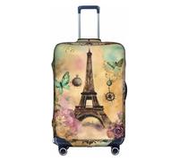 Funda protectora elástica y lavable para maleta, diseño de Torre Eiffel París, color blanco, blanco, medium