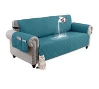 Funda protectora impermeable antideslizante para sofá de 1 a 4 plazas, con protector lateral para sofá, color azul (3 plazas)