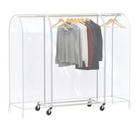 Funda protectora impermeable para percheros: bolsas de ropa translúcidas con cremallera, cubierta transparente transparente para perchero con cremallera (50 x 150 x 180 cm)