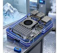 Funda protectora ligera de acrílico de 5 capas para Raspberry Pi 5, compatible con ventilador de refrigeración oficial y disipador de calor (aluminio negro)