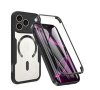 Funda protectora magnética de cuerpo completo con pantalla de vidrio integrada y cubierta de cámara para IP 17 de 6.27 pulgadas, a prueba de caídas, a prueba de golpes, color negro