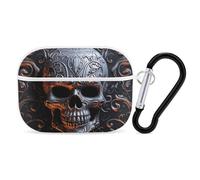 Funda protectora para Airpod Pro con clip de bloqueo seguro, gráficos de calavera dura, compatible con Airpod Pro de 2ª y 1ª generación, para mujeres y hombres, LED frontal visible, color blanco
