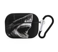 Funda protectora para AirPods Pro con diseño de cabeza de tiburón negra para AirPods Pro 2/Pro, compatible con funda de carga inalámbrica con cable