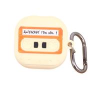 Funda protectora para auriculares con llavero en vivo con diseño de cinta vintage