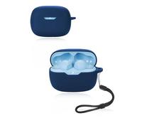 Funda protectora para auriculares inalámbricos JBL Wave Beam 2, funda de silicona suave con cordón, agradable al tacto y duradero, color azul