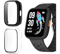 Funda Protectora para BIGGERFIVE BW02/Brave 2-1.8"SmartWatch-Carcasa Dura PC con Protector de Pantalla de Vidrio Templado,Resistente a Golpes y Arañazos Protector de Pantalla (Transparenci Negro)