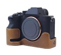 Funda protectora para cámara compatible con cámara Sony a7 IV a7S III A1 A7M4 A7SM3 Alpha 1 A7IV, media funda de piel sintética con apertura inferior y diseño de agarre de mano, almacenamiento