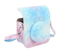 Funda Protectora para Cámara Mini 12, Funda de Cuero PU con Cubierta Superior Desmontable y Correa Versátil, para Fujifilm para Instax Mini 12 para Cámara Instantánea (Azul Rosado)