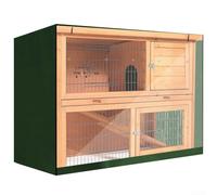 Funda protectora para casa de conejos, dos pisos, transpirable, transparente, resistente a la intemperie, verde, 122 x 50 x 105 cm, color verde