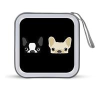 Funda protectora para CD de Boston Terrier y bulldog francés, con capacidad para 40 discos de DVD, bolsa organizadora para coche, hogar, viajes