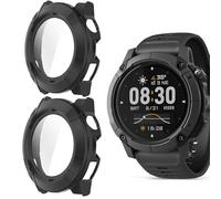 Funda Protectora para COROS Nomad Smart Watch Case-Carcasa Dura PC con Protector de Pantalla de Vidrio Templado,Resistente a Golpes y Arañazos Protector de Pantalla (Negro+Negro)